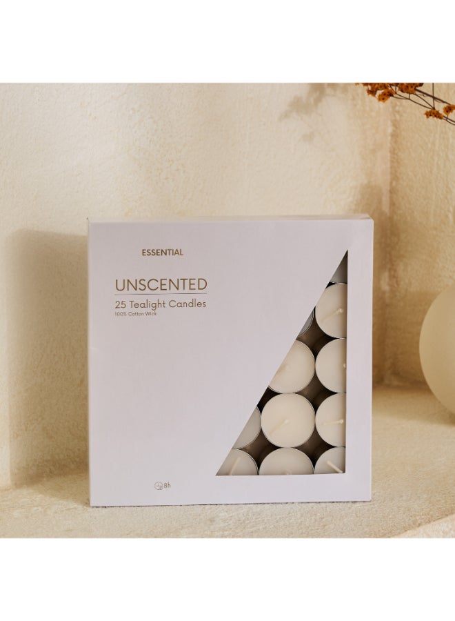 Home Box Unscented Tealight Candle Set - 25 Pieces - Image 1